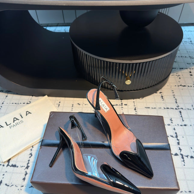 ALAIA HIGH SLINGBACK 25S 90 MM IN BLACK CALFSKIN