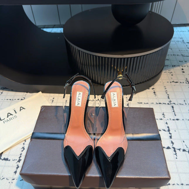 ALAIA HIGH SLINGBACK 25S 90 MM IN BLACK CALFSKIN