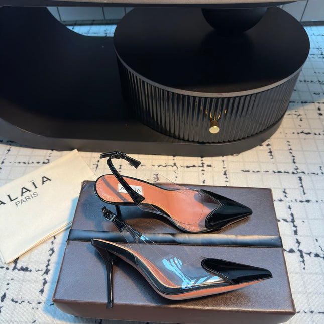 ALAIA HIGH SLINGBACK 25S 90 MM IN BLACK CALFSKIN