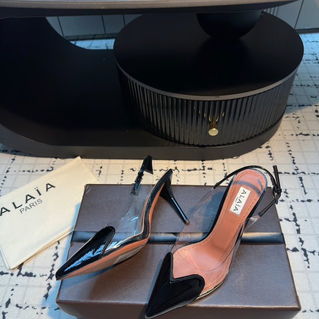 ALAIA HIGH SLINGBACK 25S 90 MM IN BLACK CALFSKIN