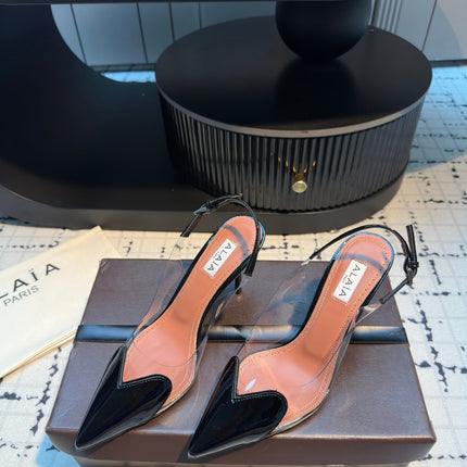 ALAIA HIGH SLINGBACK 25S 90 MM IN BLACK CALFSKIN