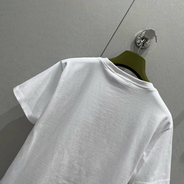Gucci 2025 Print Short Sleeve T-shirt White Green Red Cotton