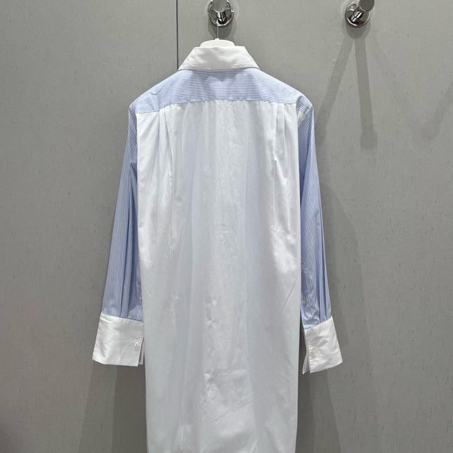 Loewe 25 Striped Long Loose Shirt Blue White Cotton