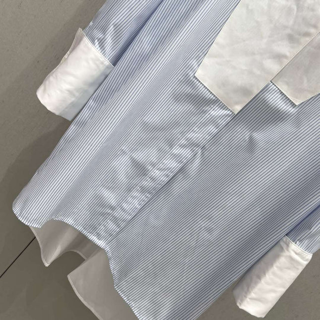 Loewe 25 Striped Long Loose Shirt Blue White Cotton