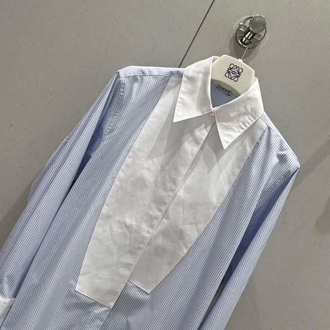 Loewe 25 Striped Long Loose Shirt Blue White Cotton