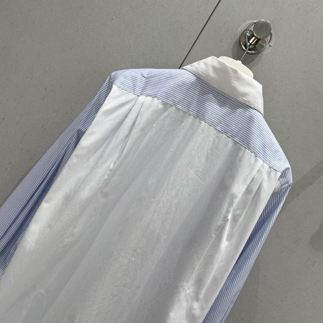 Loewe 25 Striped Long Loose Shirt Blue White Cotton