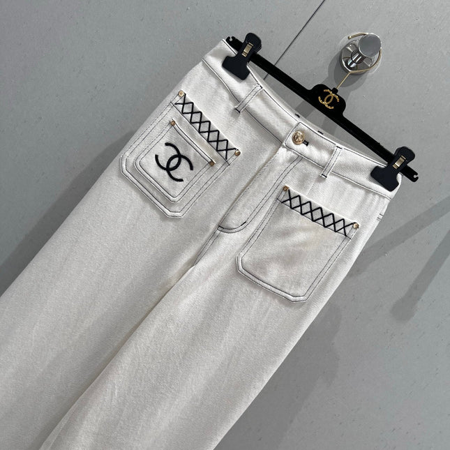 CC 25 Straight Jeans White Cotton