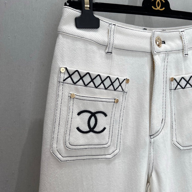 CC 25 Straight Jeans White Cotton