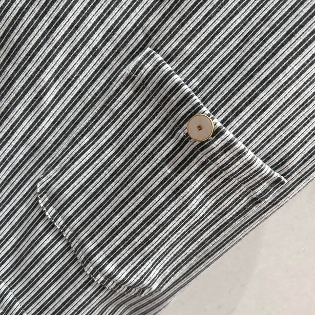 CC 25 Striped Suspender Skirt Gray White Cotton