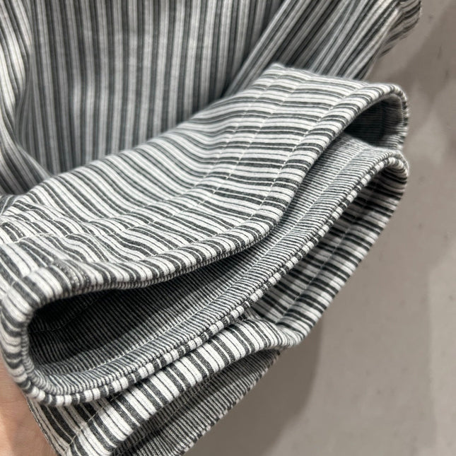 CC 25 Striped Suspender Skirt Gray White Cotton