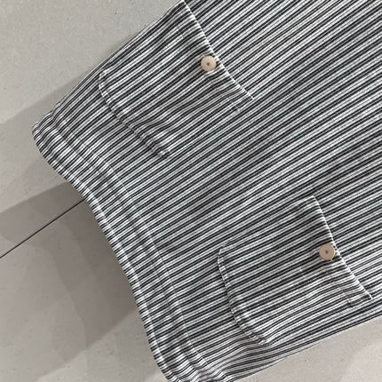 CC 25 Striped Suspender Skirt Gray White Cotton