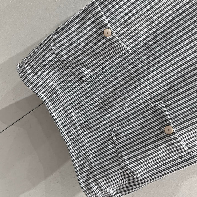 CC 25 Striped Suspender Skirt Gray White Cotton