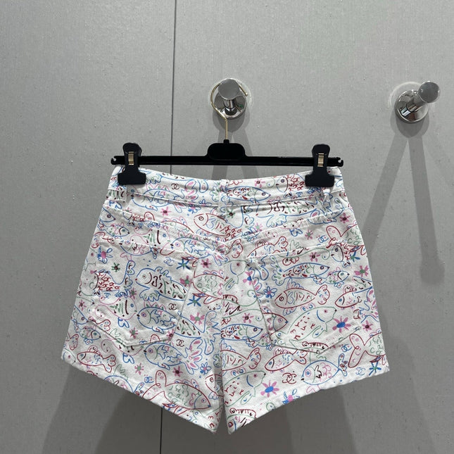 CC 25 Print Denim Short Multicolor Cotton