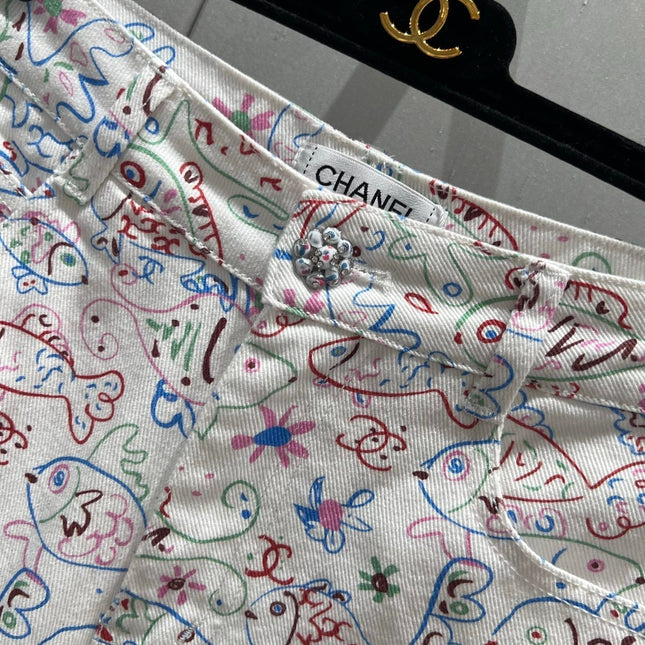 CC 25 Print Denim Short Multicolor Cotton