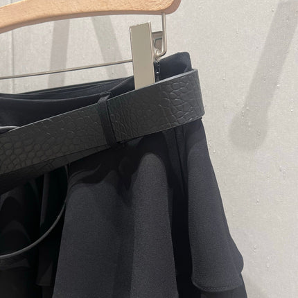 Loewe 25 Mini Skirt with Belt Black Polyester Fiber 215388