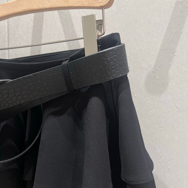 Loewe 25 Mini Skirt with Belt Black Polyester Fiber 215388