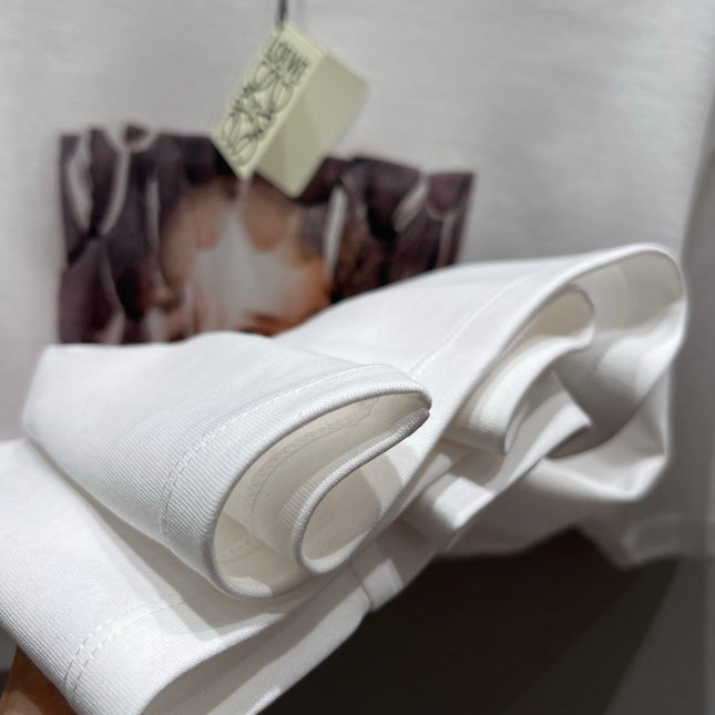 Loewe 25 Printed Round Neck Short Sleeve T-shirt White Cotton 215607