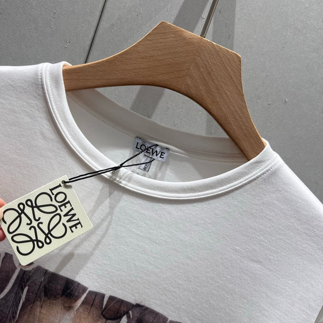 Loewe 25 Printed Round Neck Short Sleeve T-shirt White Cotton 215607