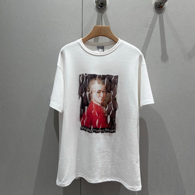 Loewe 25 Printed Round Neck Short Sleeve T-shirt White Cotton 215607