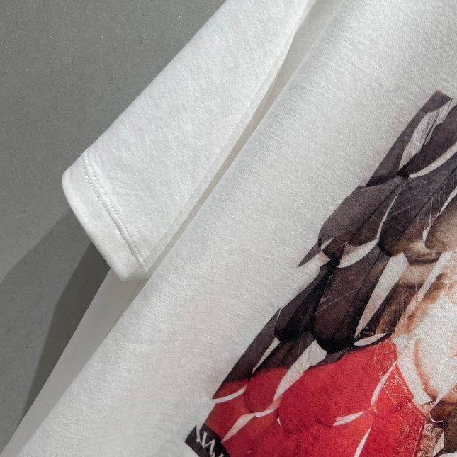 Loewe 25 Printed Round Neck Short Sleeve T-shirt White Cotton 215607