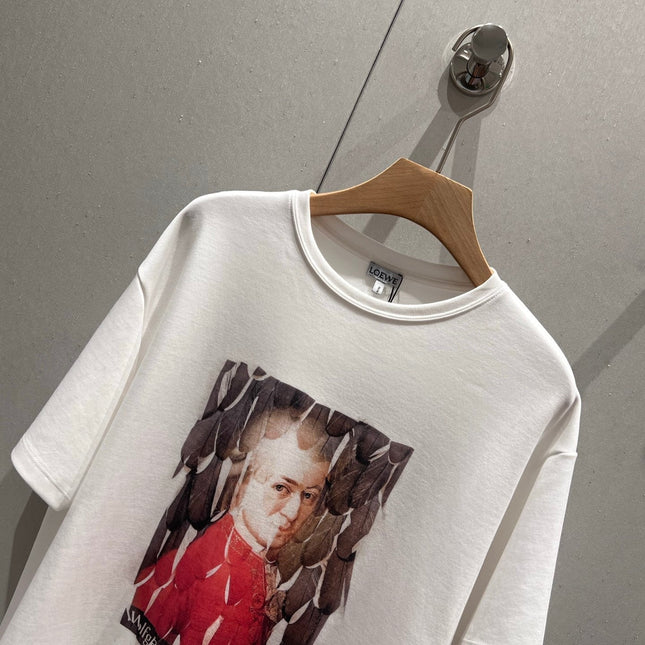 Loewe 25 Printed Round Neck Short Sleeve T-shirt White Cotton 215607