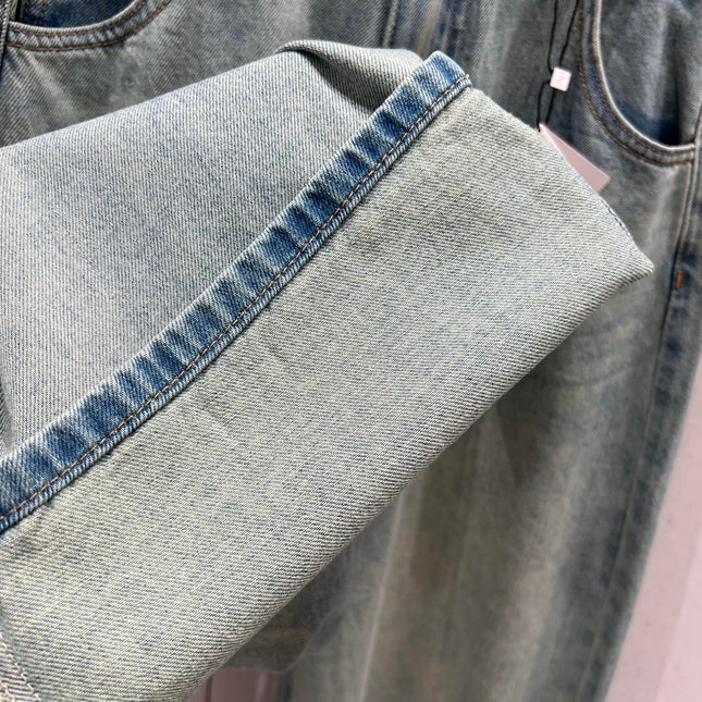 Loewe 25 Colorful Embroidered Scimitar Jeans Blue Cotton 217978