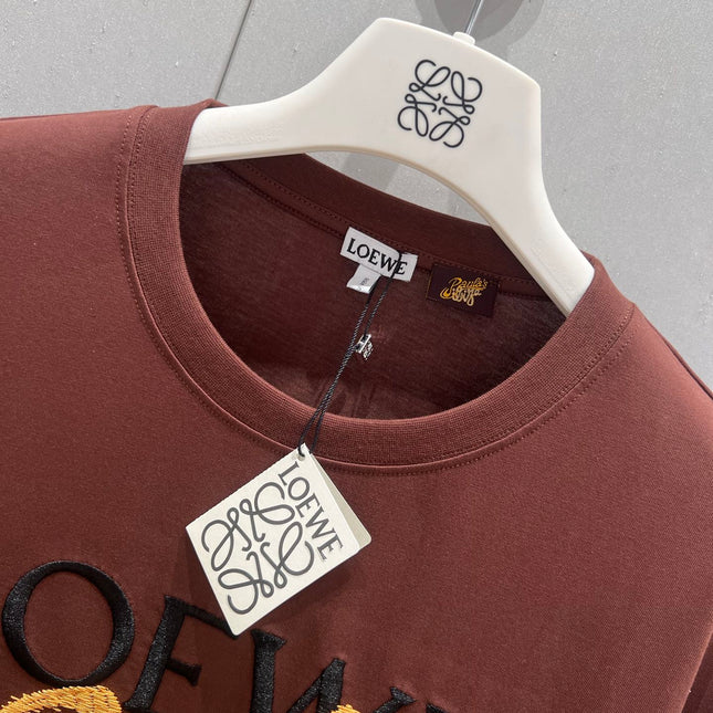 Loewe 25 Round Neck Short-sleeved T-shirt Brown Polyester Fiber 218147