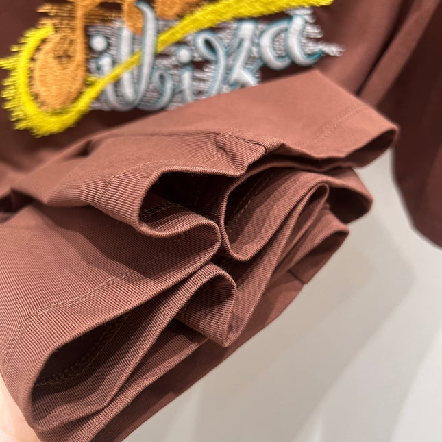Loewe 25 Round Neck Short-sleeved T-shirt Brown Polyester Fiber 218147