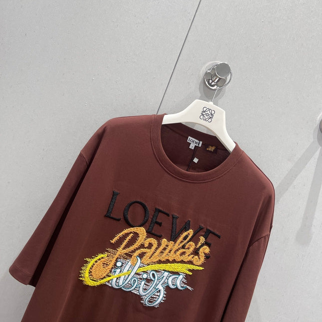 Loewe 25 Round Neck Short-sleeved T-shirt Brown Polyester Fiber 218147