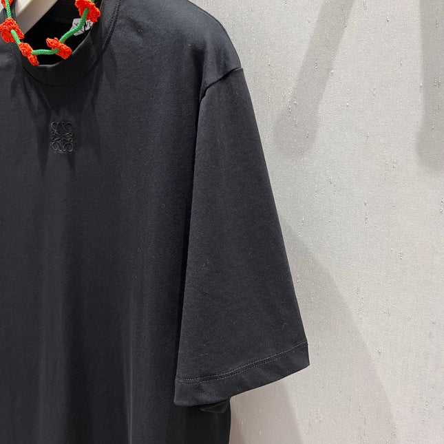 Loewe 25 Floral Neck Halter T-shirt Black Cotton 218253