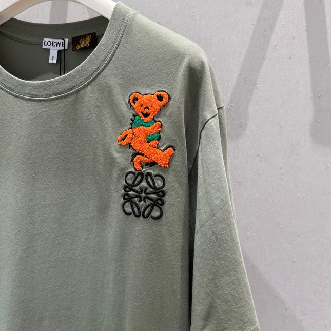 Loewe 25 Embroidered Short-sleeved T-shirt Green Acrylic Wool 220865