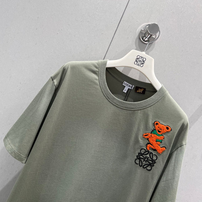 Loewe 25 Embroidered Short-sleeved T-shirt Green Acrylic Wool 220865
