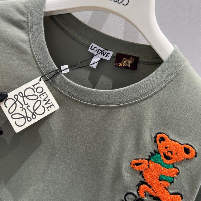 Loewe 25 Embroidered Short-sleeved T-shirt Green Acrylic Wool 220865