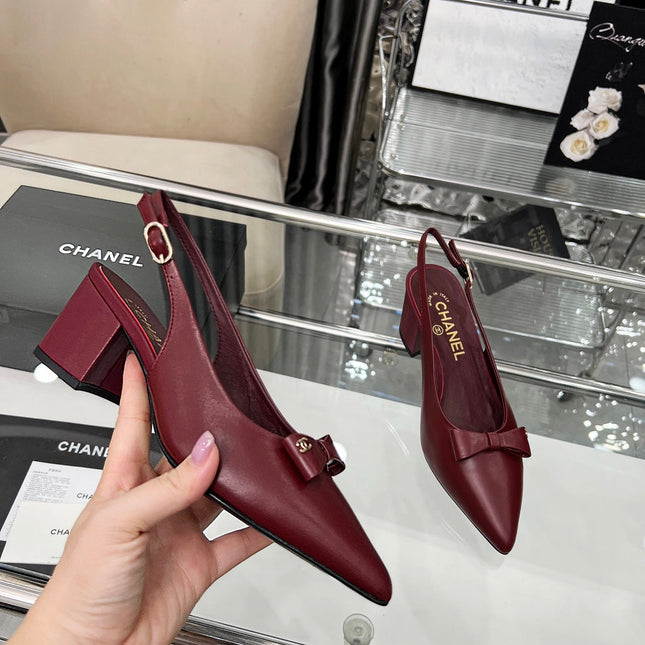 CHANEL 25S SANDALS WITH A BOW 60MM IN ROSSO ANCORA CALFSKIN