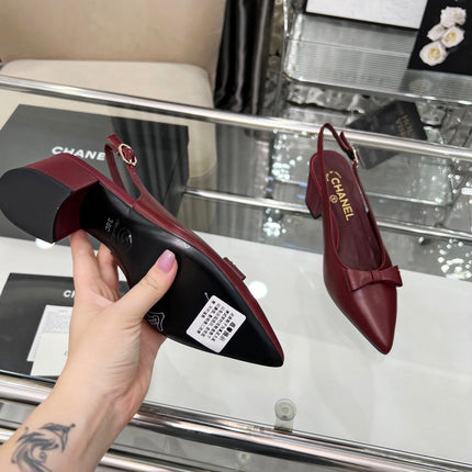 CHANEL 25S SANDALS WITH A BOW 60MM IN ROSSO ANCORA CALFSKIN