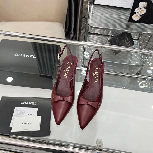 CHANEL 25S SANDALS WITH A BOW 60MM IN ROSSO ANCORA CALFSKIN