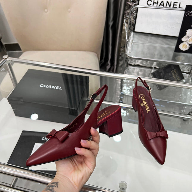 CHANEL 25S SANDALS WITH A BOW 60MM IN ROSSO ANCORA CALFSKIN