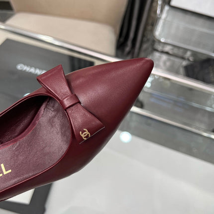 CHANEL 25S SANDALS WITH A BOW 60MM IN ROSSO ANCORA CALFSKIN