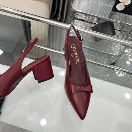 CHANEL 25S SANDALS WITH A BOW 60MM IN ROSSO ANCORA CALFSKIN