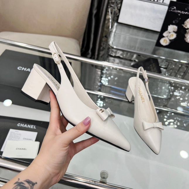 CHANEL 25S SANDALS WITH A BOW 60MM IN WHITE CALFSKIN