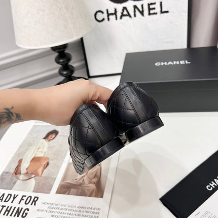 CHANEL 25S LOAFER DANCE SHOES IN BLACK CALFSKIN GOLD HARDWRE