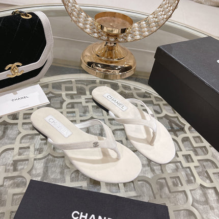 Double CC Flip Flop Thongs White Sheepskin