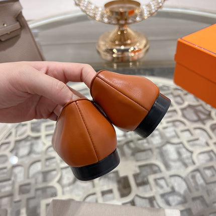 H - BUCKLE BALLET CARAMEL CALFSKIN