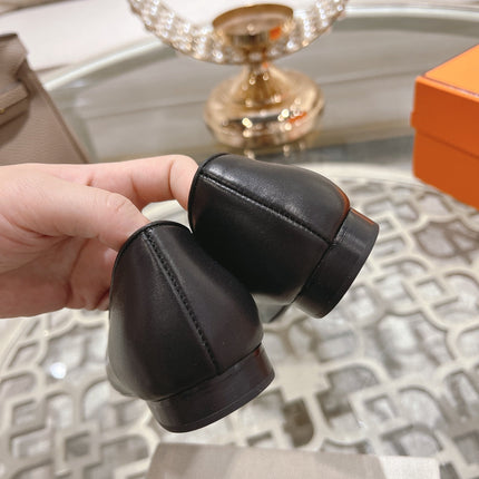 H - BUCKLE BALLET BLACK CALFSKIN