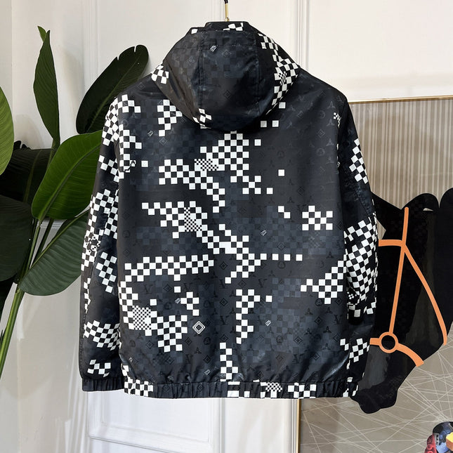 LV HOODED JACKET BLACK AND WHITE DAMIER 239118