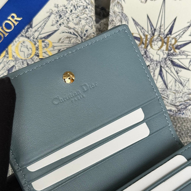 MINI LADY GARDENIA WALLET 11 IN SLATE GREY QUILTED CALFSKIN