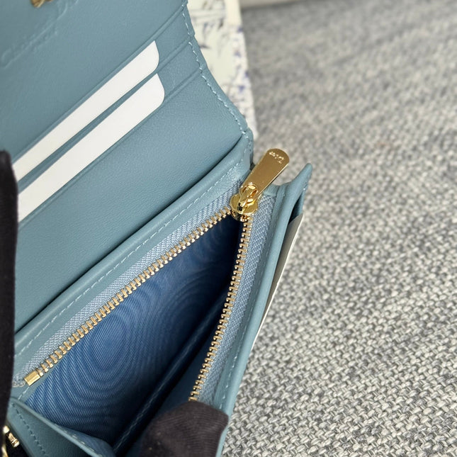 MINI LADY GARDENIA WALLET 11 IN SLATE GREY QUILTED CALFSKIN