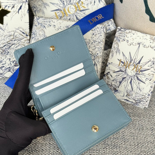 MINI LADY GARDENIA WALLET 11 IN SLATE GREY QUILTED CALFSKIN