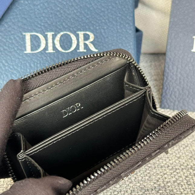 ZIPPED MINI WALLET 10 IN BLACK MONOGRAM OBLIQUE JACQUARD