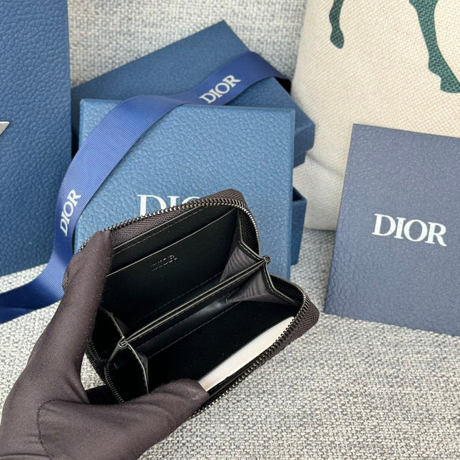 ZIPPED MINI WALLET 10 IN BLACK MONOGRAM OBLIQUE JACQUARD